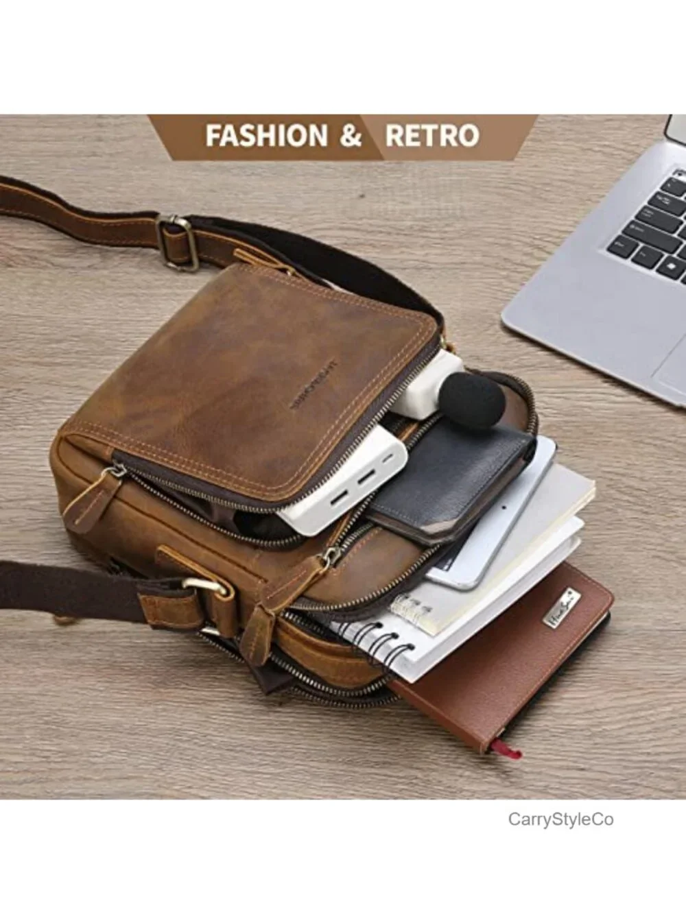Genuine Cowhide Leather Messenger Bag Crossbody Shoulder Bag for Men Work Travel